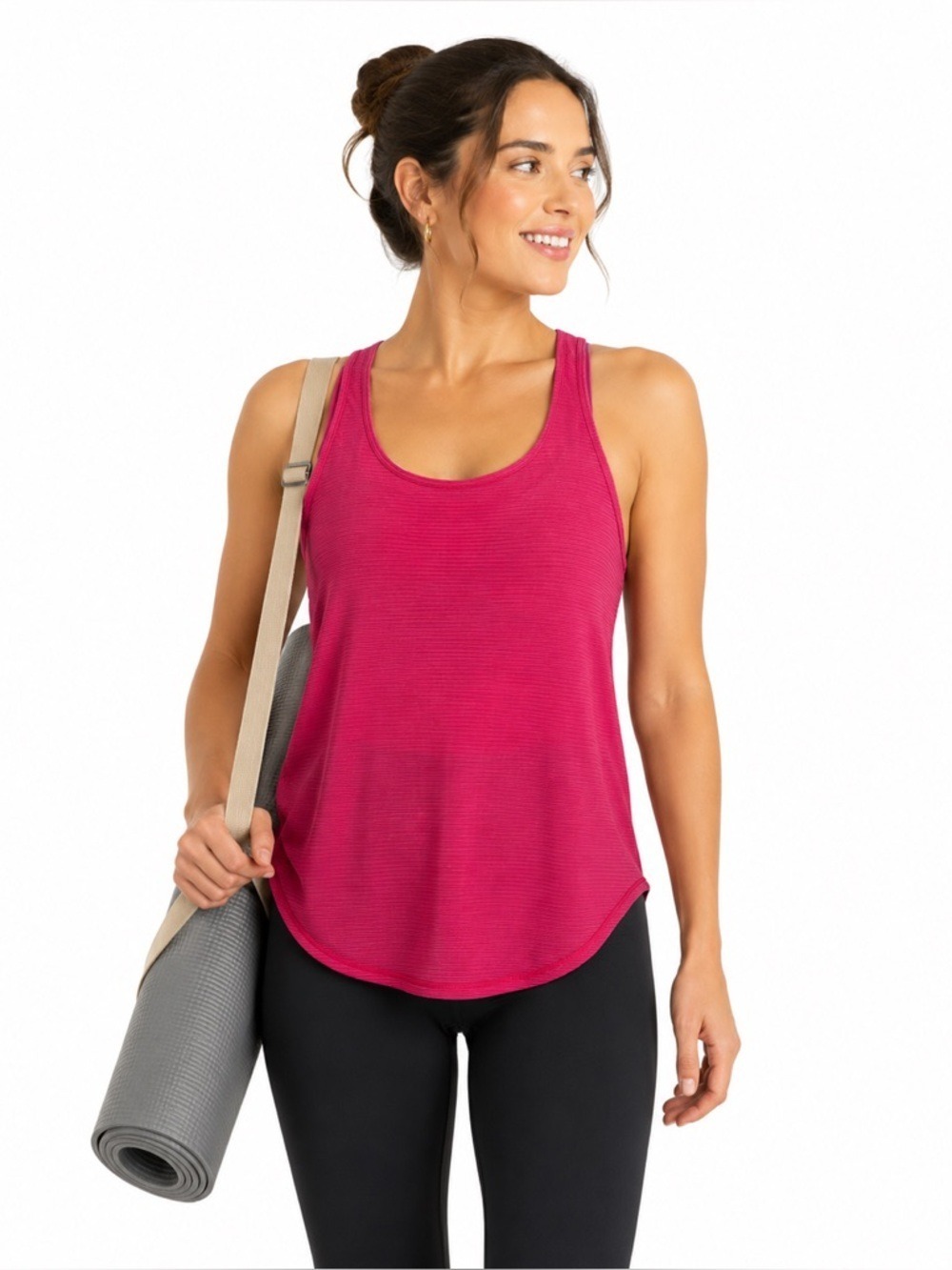 Lululemon Pink Floral Criss Cross Back Athletic Activewear Yoga Dance Tank Top
